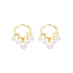 925 Silver Needle Pearl Huggie Hoop Earrings