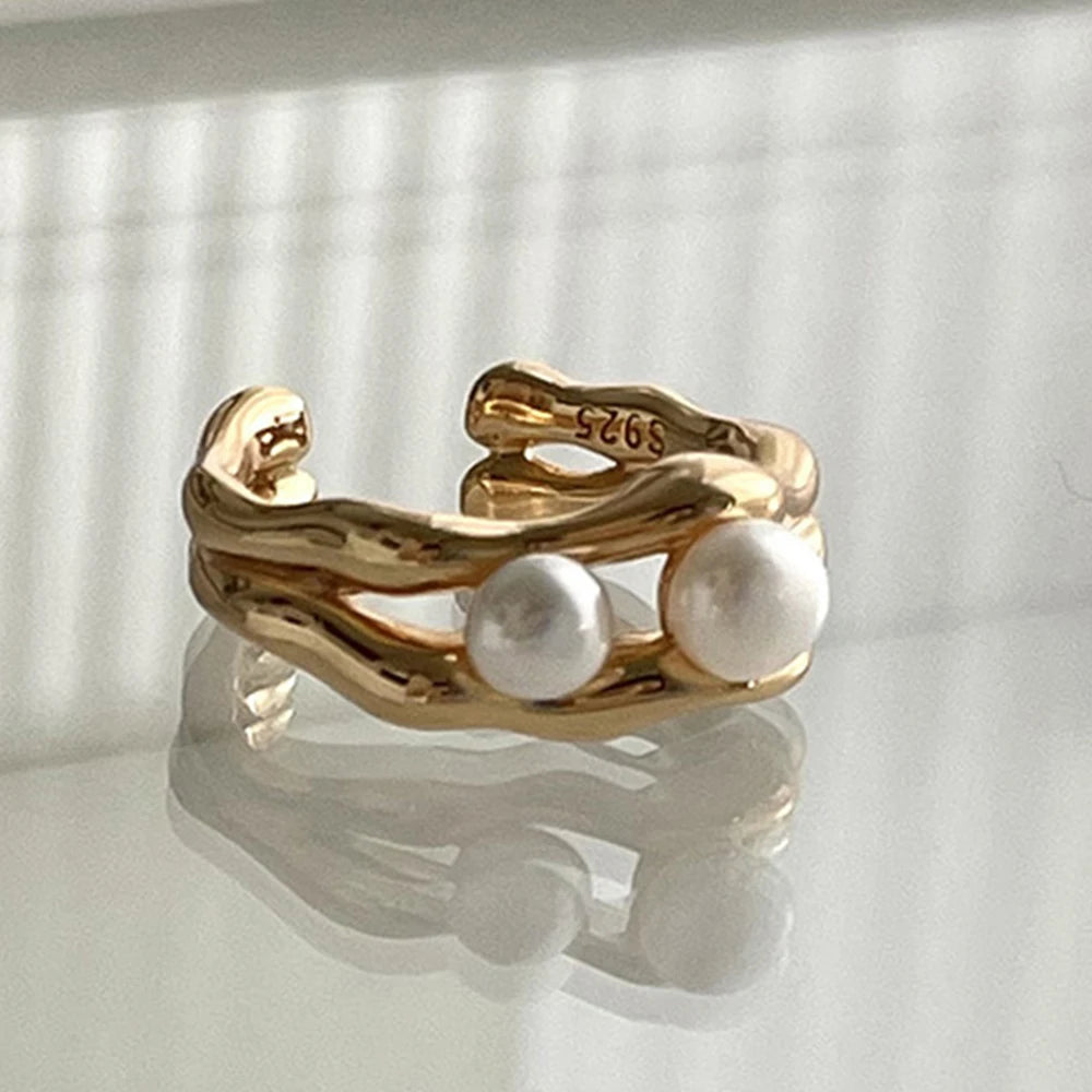 Irregular Shell Overlapping 925 Sterling Silver Ring