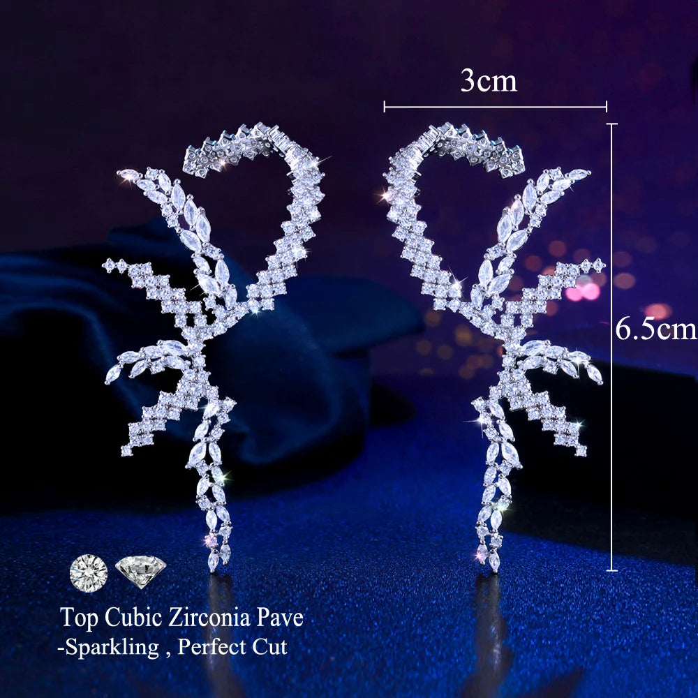 Geometric CZ Luxury Statement Ear Cuff Climber Earrings