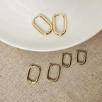3-Pair Geometric Square Stainless Steel Hoop Earring Set