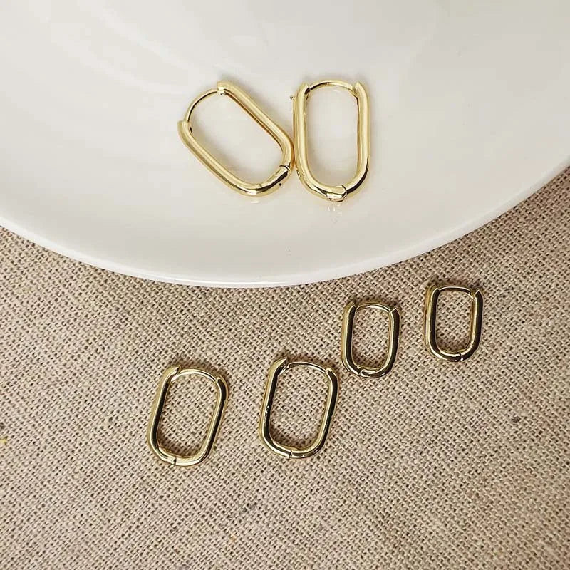 3-Pair Geometric Square Stainless Steel Hoop Earring Set