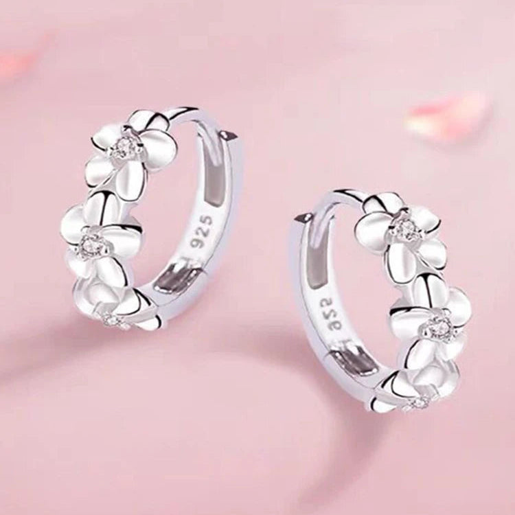 Small Floral Round 925 Sterling Silver Earrings