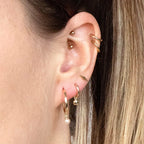 925 Silver Needle Pearl Huggie Hoop Earrings