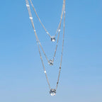 Radiant Zircon Multi-Layered Choker Pendant Necklace