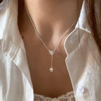 925 Sterling Silver Simple Pearl Pendant Necklace