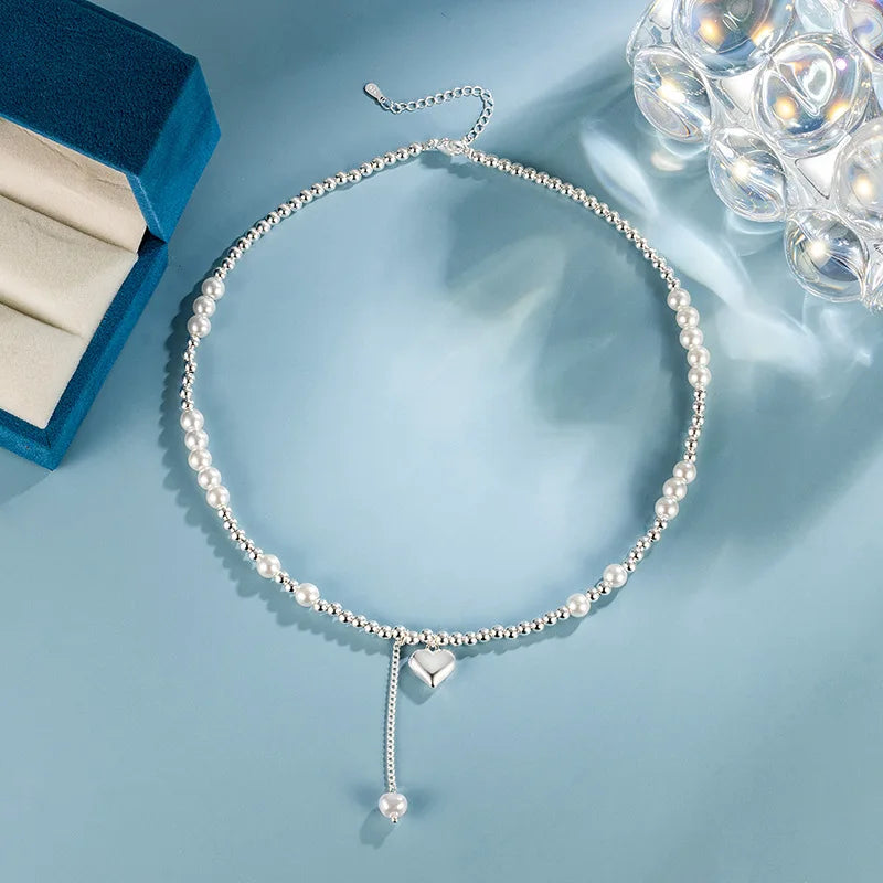 925 Sterling Silver Simple Pearl Pendant Necklace