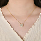 Moissanite Trapezoids Lucky Disc Medallion Necklace