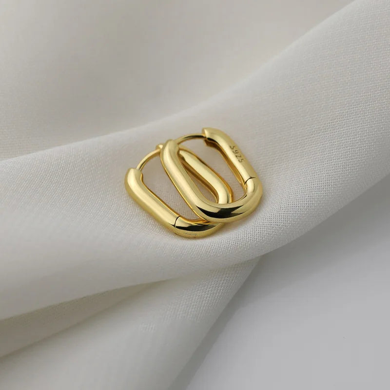 Geometric Gold-Tone U-Shape Hoop Earrings
