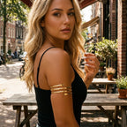 Minimalist Gold Spiral Geometric Upper Arm Cuff