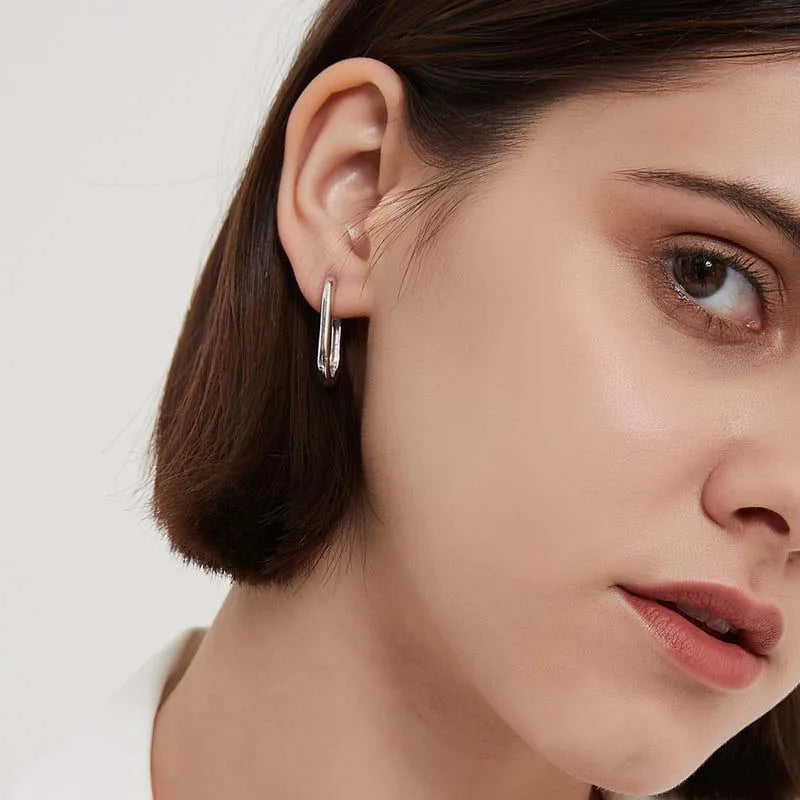 Geometric Gold-Tone U-Shape Hoop Earrings