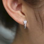 Dazzling CZ Star Charm Silver-Tone Hoop Earrings