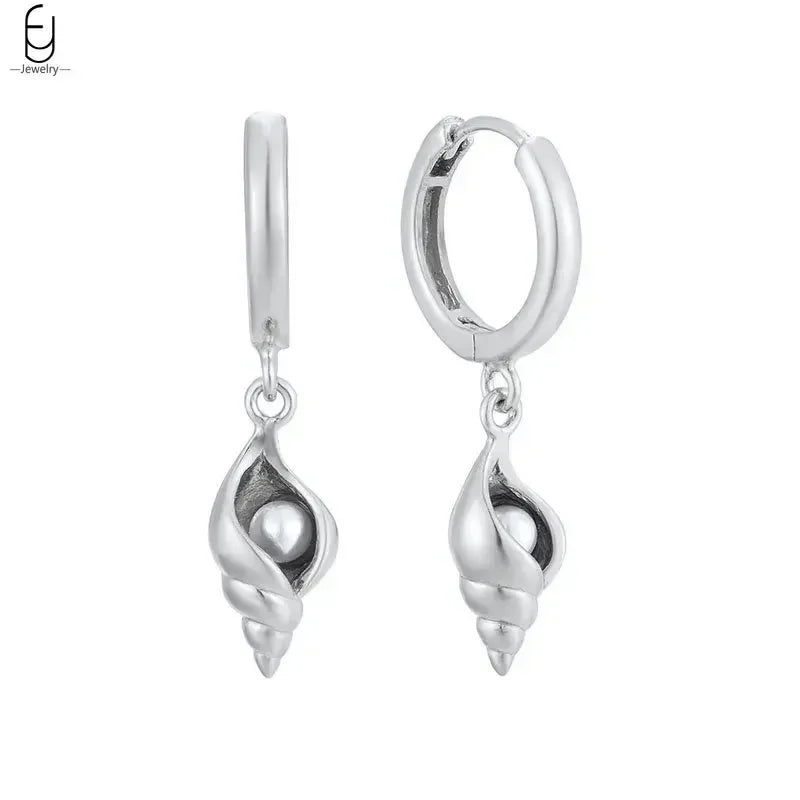 925 Silver Needle Pearl Huggie Hoop Earrings