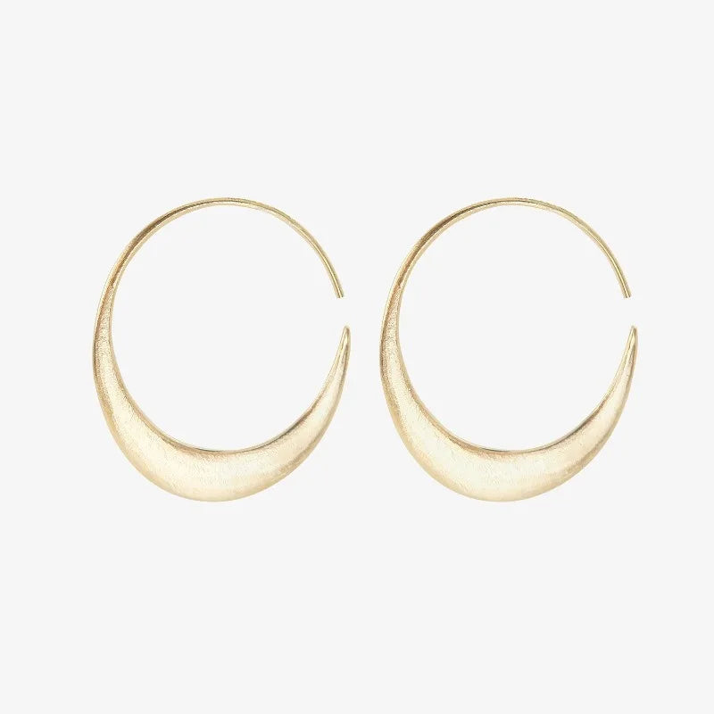 Concise Vintage Gold-Plated Hoop Earrings