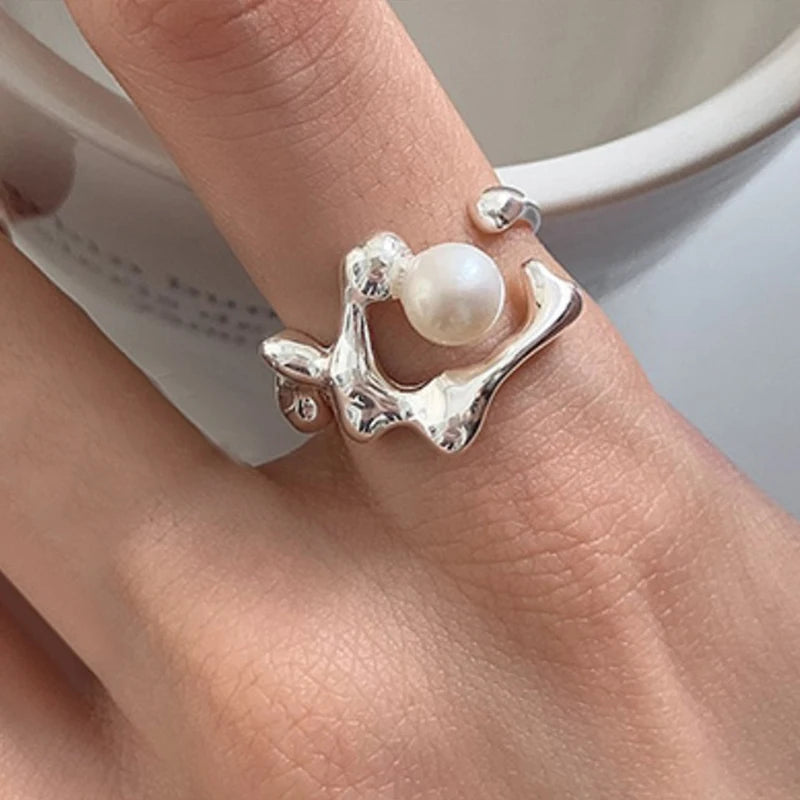 Irregular Shell Overlapping 925 Sterling Silver Ring