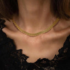 18K Gold Plated Chunky Mesh Choker Necklace