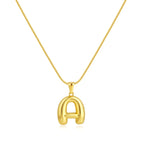 Personalized Gold Stainless Steel Initial Snake Chain Necklace