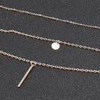 Triple Tier Gold Hollow Triangle Drop Necklace