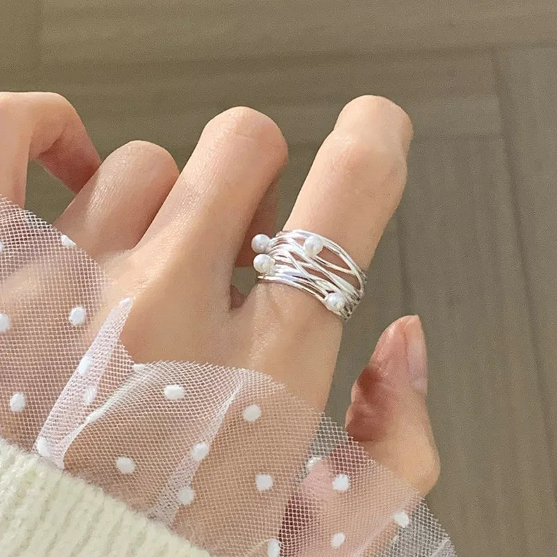 Irregular Shell Overlapping 925 Sterling Silver Ring