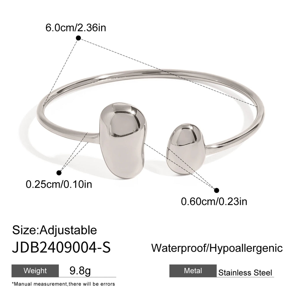 Astrid Oval Pearl and Open Heart Cuff Bangle