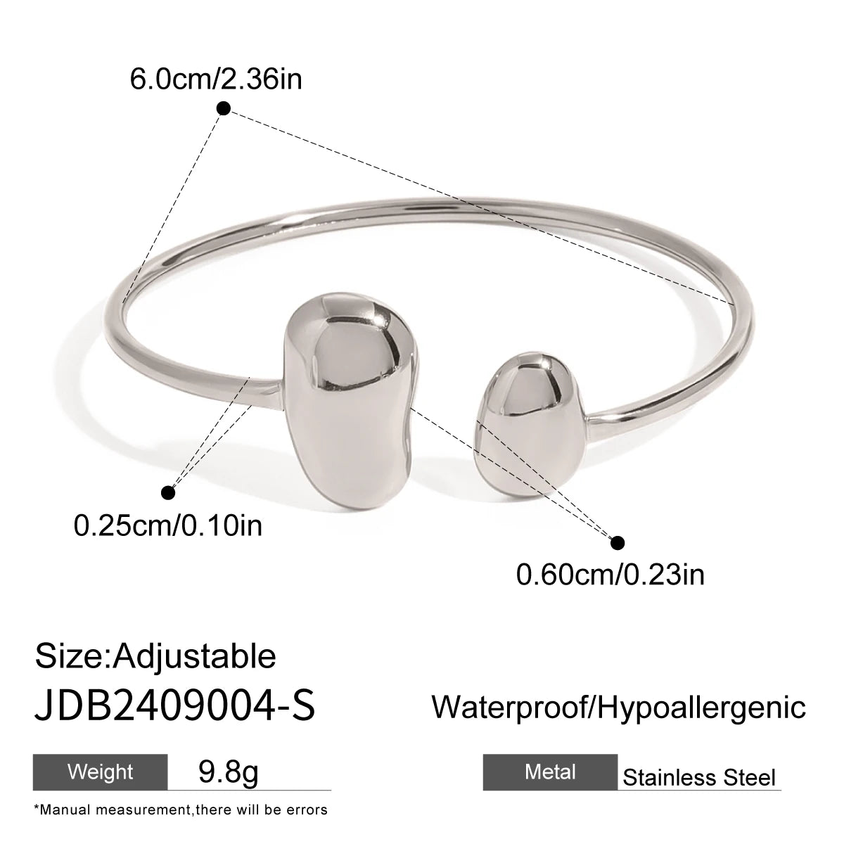 Astrid Oval Pearl and Open Heart Cuff Bangle