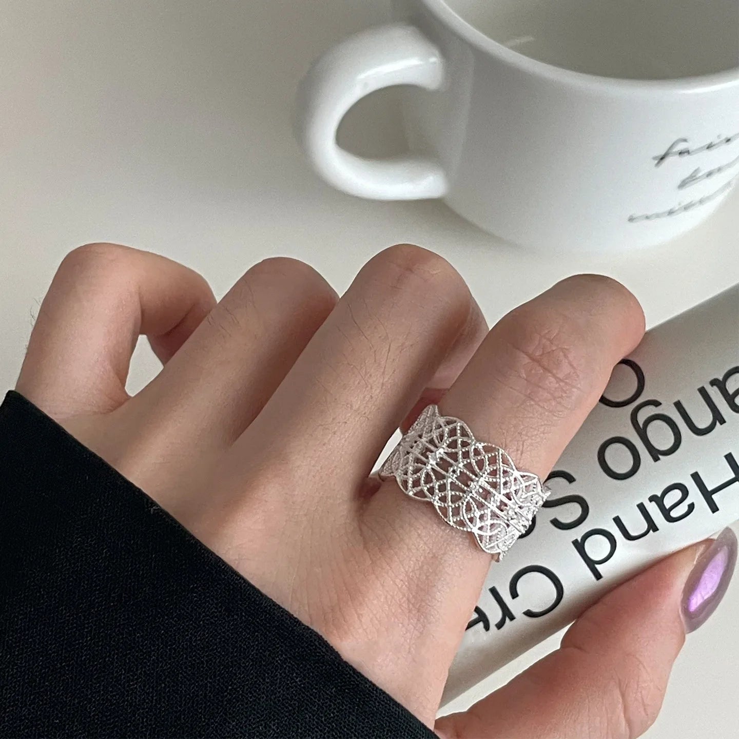 Irregular Shell Overlapping 925 Sterling Silver Ring