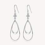 Exquisite 925 Sterling Silver Double Teardrop Earrings