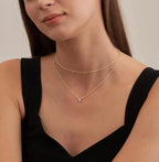 Gold Plated Solitaire Accent Choker Necklace