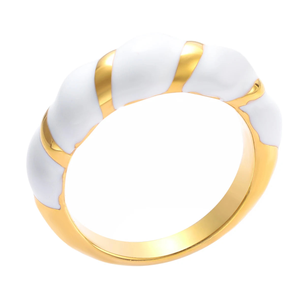 Twisted Wire Drip Enamel Gold Stainless Steel Ring