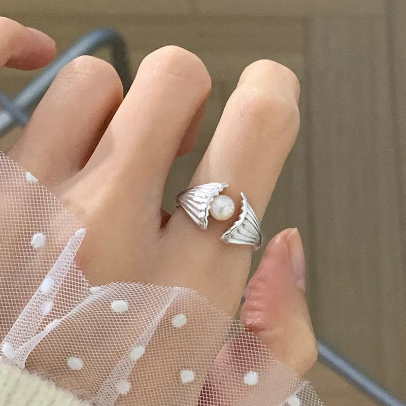 Irregular Shell Overlapping 925 Sterling Silver Ring