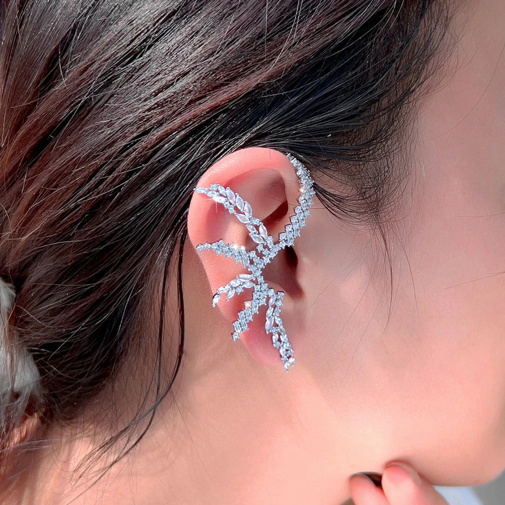 Geometric CZ Luxury Statement Ear Cuff Climber Earrings