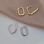 Vintage French U-Shape Circle Silver-Tone Stud Earrings