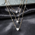 Radiant Zircon Multi-Layered Choker Pendant Necklace