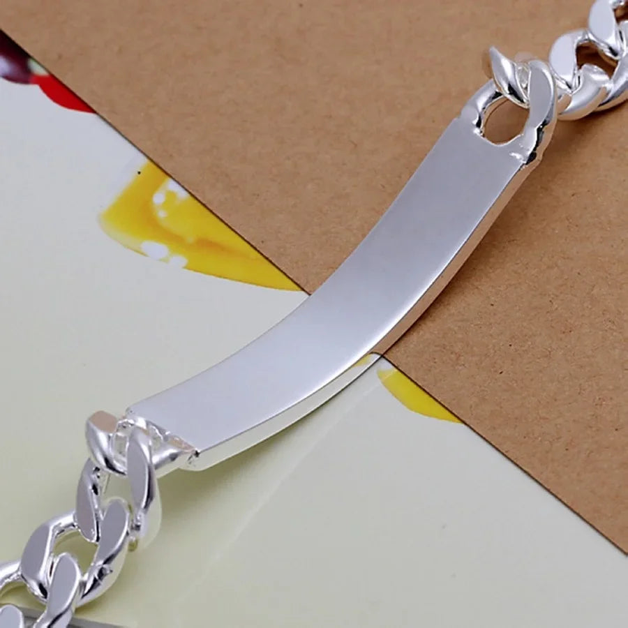 Kaelen 10mm Geometric Silver Link Bracelet
