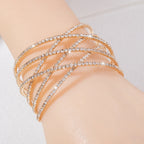 Vespera Six-Row Rhinestone Stretch Cuff Bangle