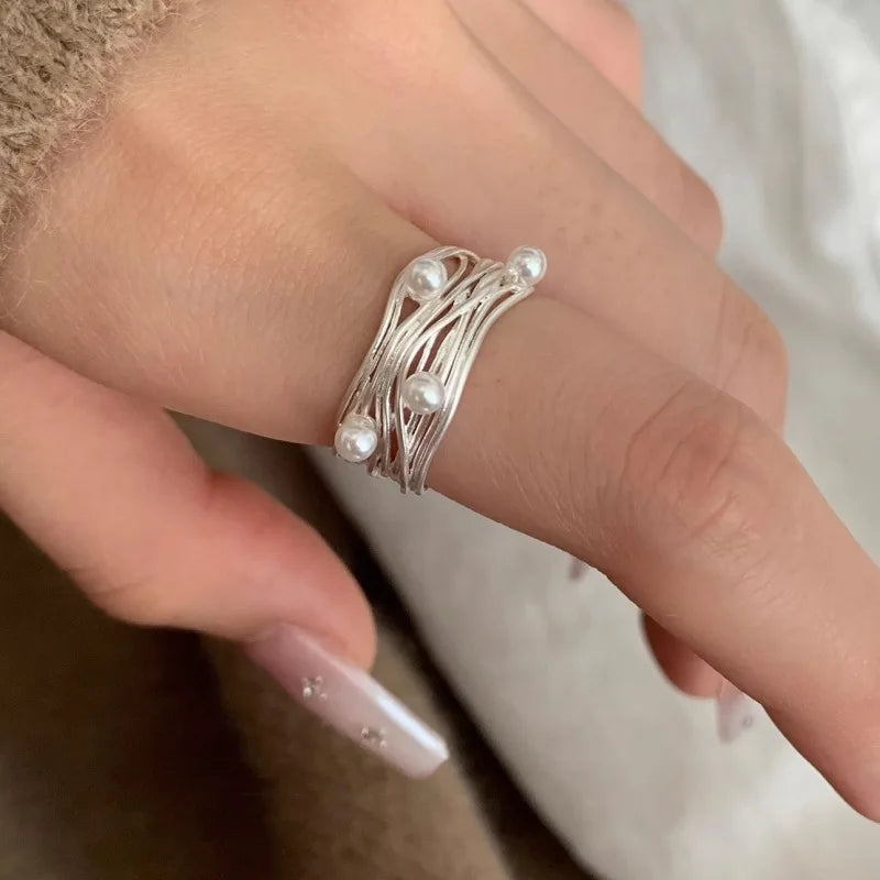 Irregular Shell Overlapping 925 Sterling Silver Ring