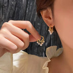 925 Silver Needle Pearl Huggie Hoop Earrings