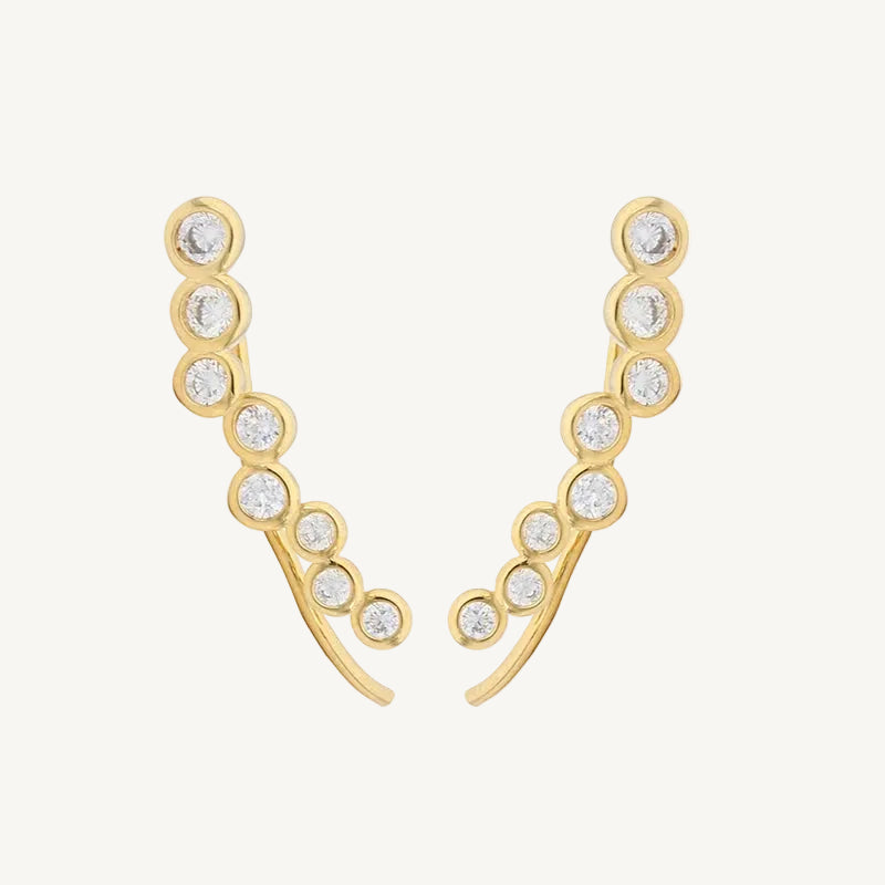 Zircon Curved Gold & Silver Filled Ear Climber Earrings