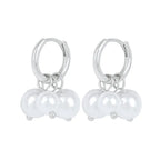 925 Silver Needle Pearl Huggie Hoop Earrings