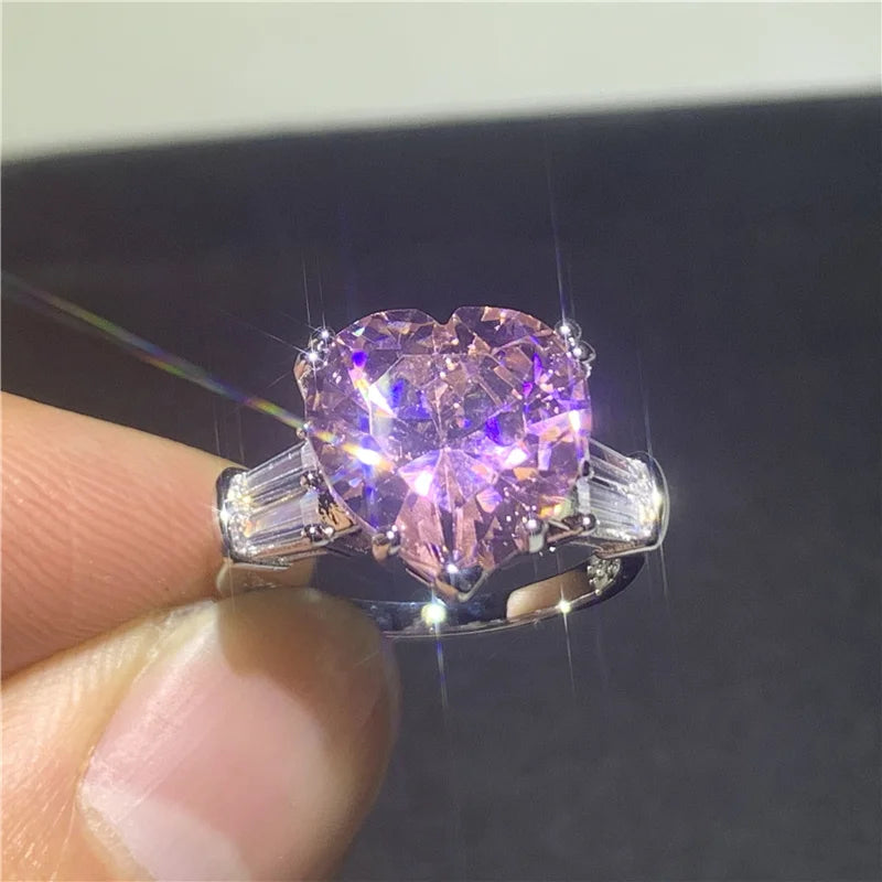 Heart Moissanite 925 Sterling Silver Ring