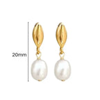 925 Silver Needle Pearl Huggie Hoop Earrings
