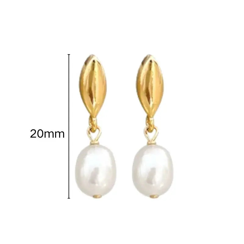 925 Silver Needle Pearl Huggie Hoop Earrings