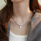 925 Sterling Silver Simple Pearl Pendant Necklace