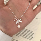 925 Sterling Silver Simple Pearl Pendant Necklace