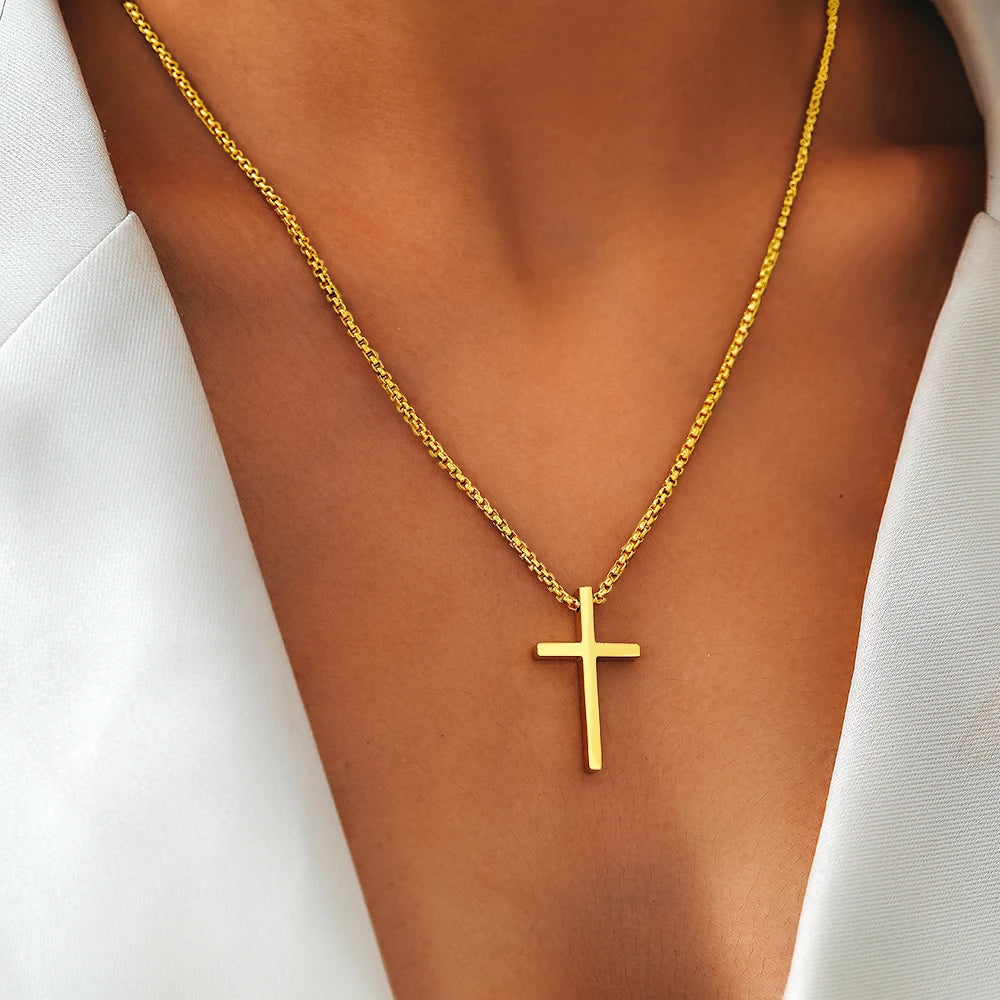 Stainless Steel Y2K Grunge Cross Pendant Necklace