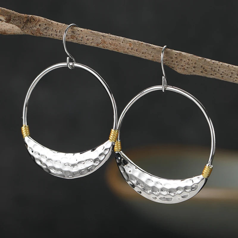 Concise Vintage Gold-Plated Hoop Earrings