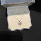 925 Sterling Silver Pink Zircon Heart Pendant Necklace