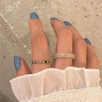 4-Piece Colorful Bead & Irregular Line Ring Set