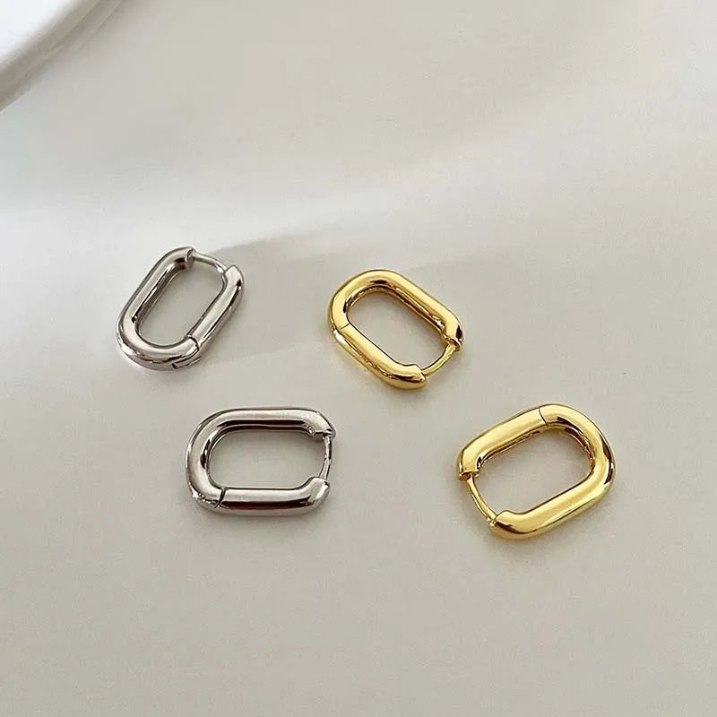 Geometric Gold-Tone U-Shape Hoop Earrings