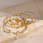 Astrid Oval Pearl and Open Heart Cuff Bangle