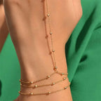 Celine Minimalist Thin Chain Connected Finger Ring Bracelet